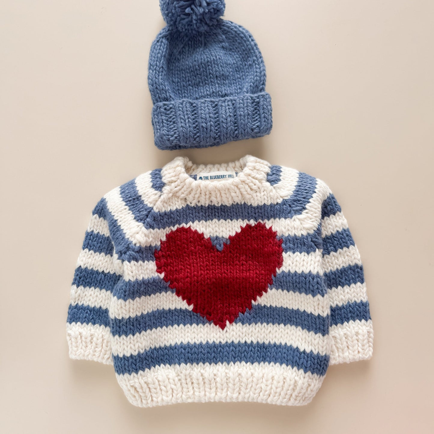 Stripe Big Heart Sweater