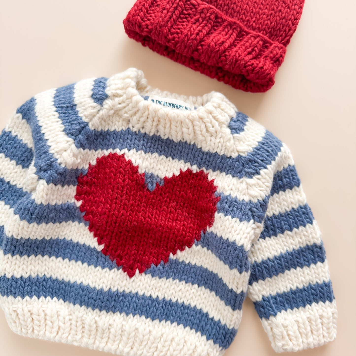 Stripe Big Heart Sweater