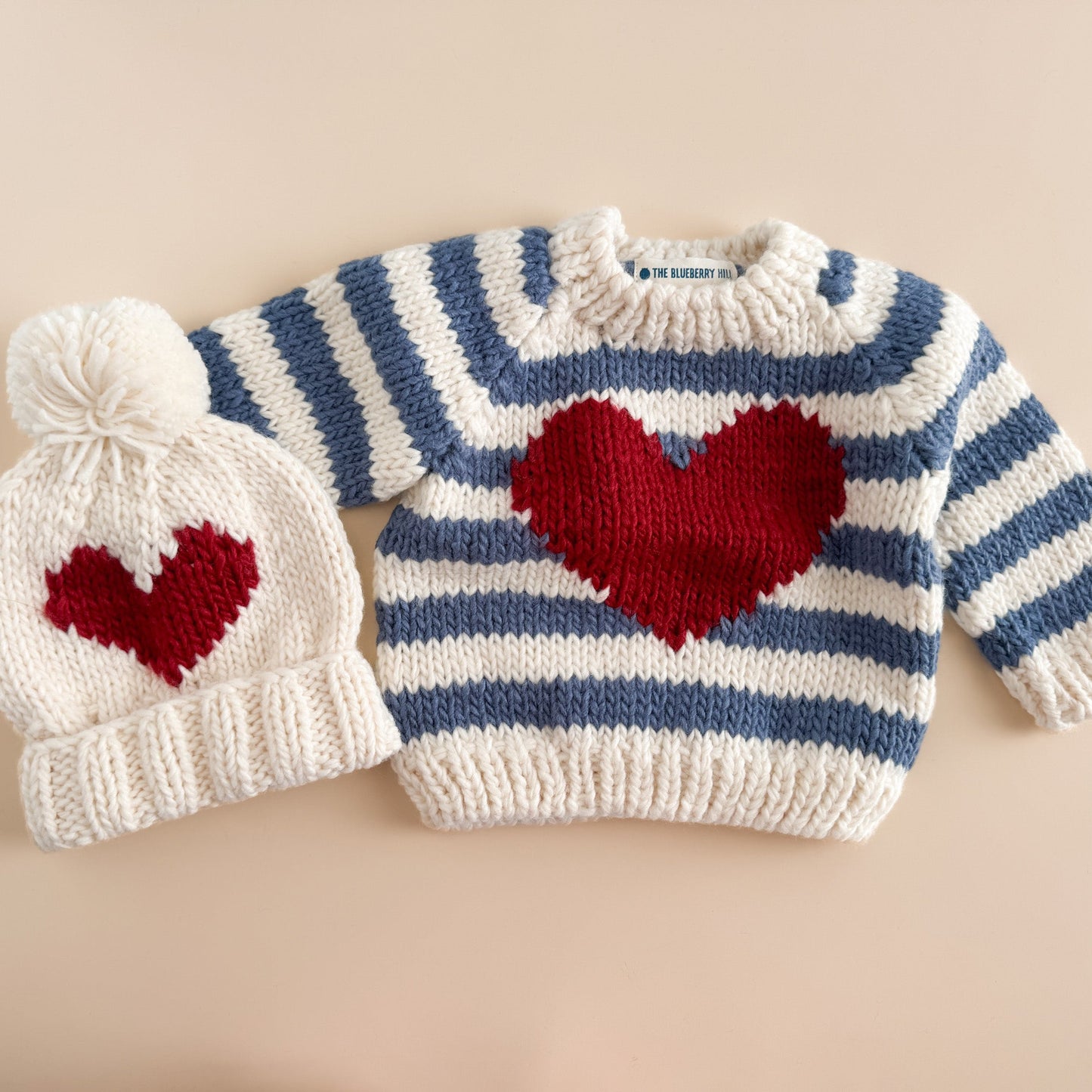 Stripe Big Heart Sweater
