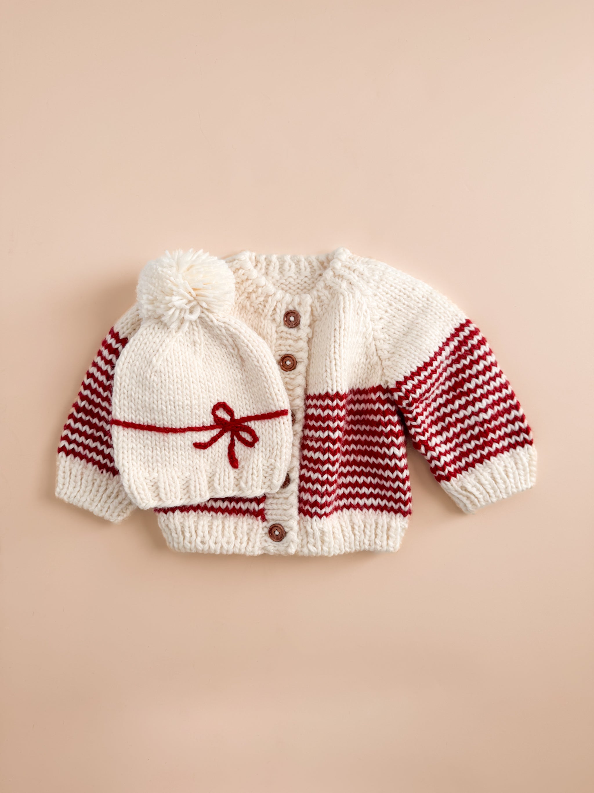 Stripe Cardigan Cream Red Baby Winter Christmas Candycane – The