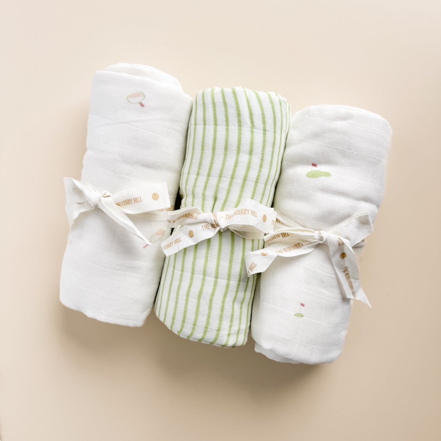 Organic Muslin Swaddle Set, Green