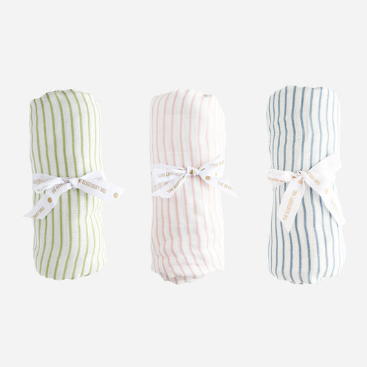 Swaddle Stripe Set, Blue, Pink, and Green