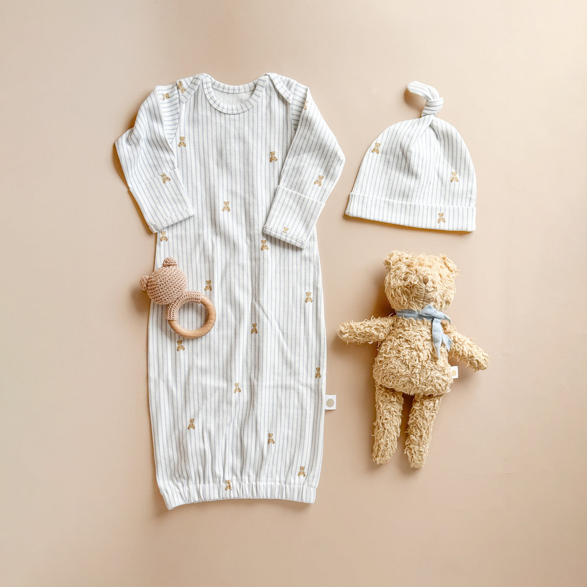 Harper Bear Plush Toy - Blue Bow