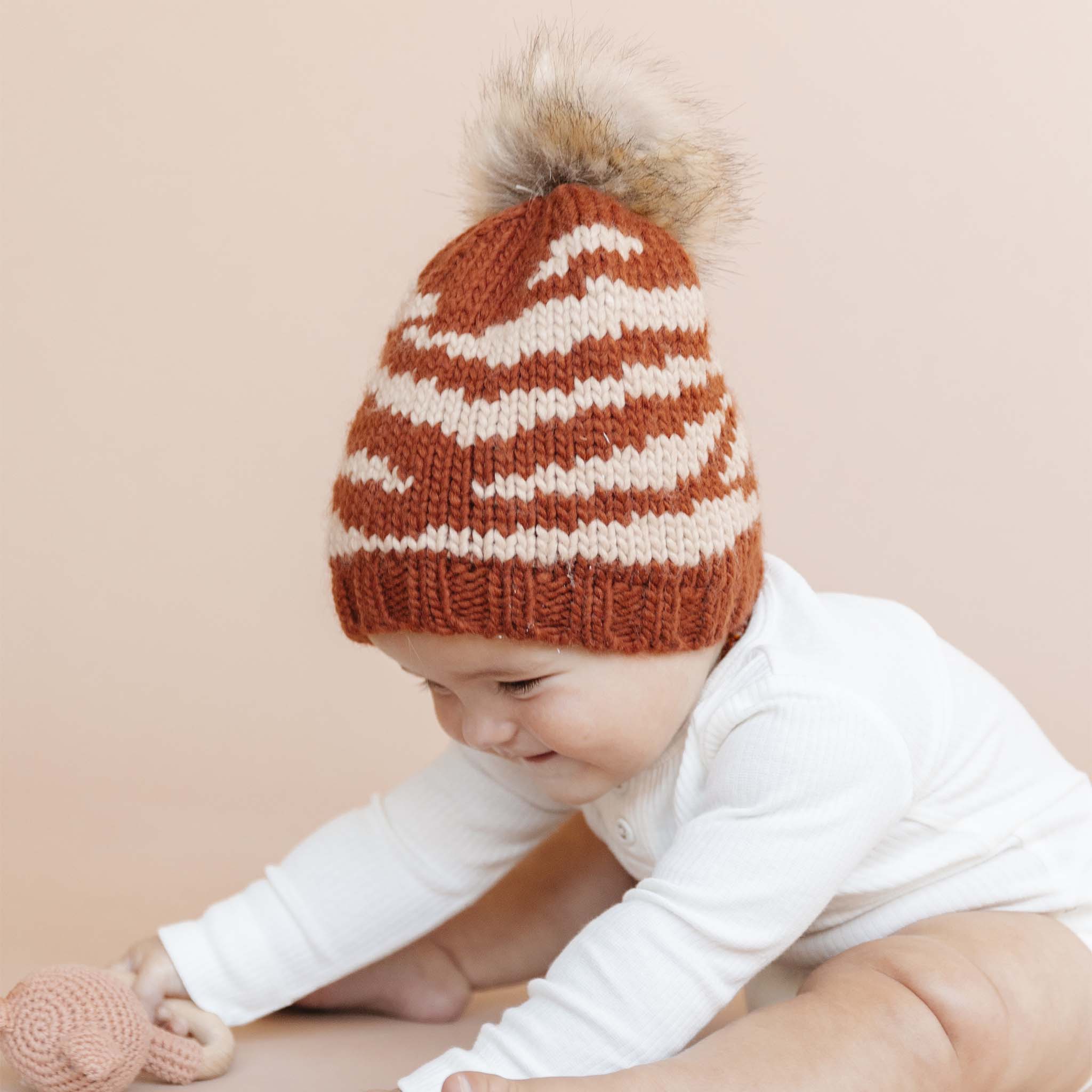 Baby Tiger Hat and Booties Set Cinnamon Latte