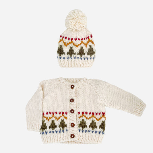 Tree Fair Isle Cardigan and Hat Set