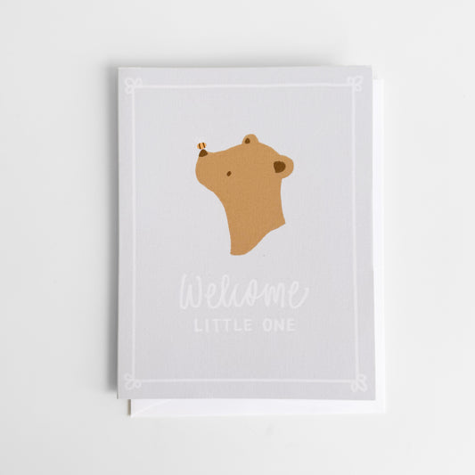 Welcome Little One Bee Bear Greeting Card