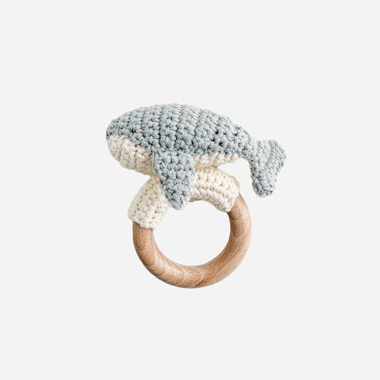 Cotton Crochet Rattle Teether Whale