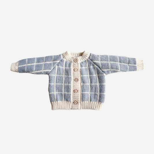 Windowpane Cardigan - Baby Blue