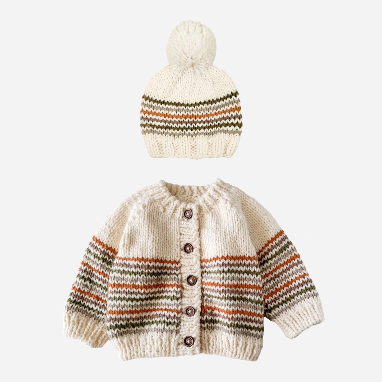 Woodland Stripe Cardigan and Hat Set