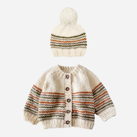 Woodland Stripe Cardigan and Hat Set