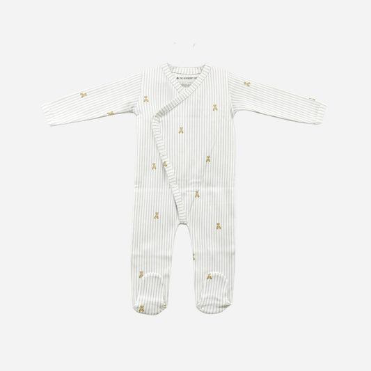 Knit Wrap Romper - Teddy Bear Blue