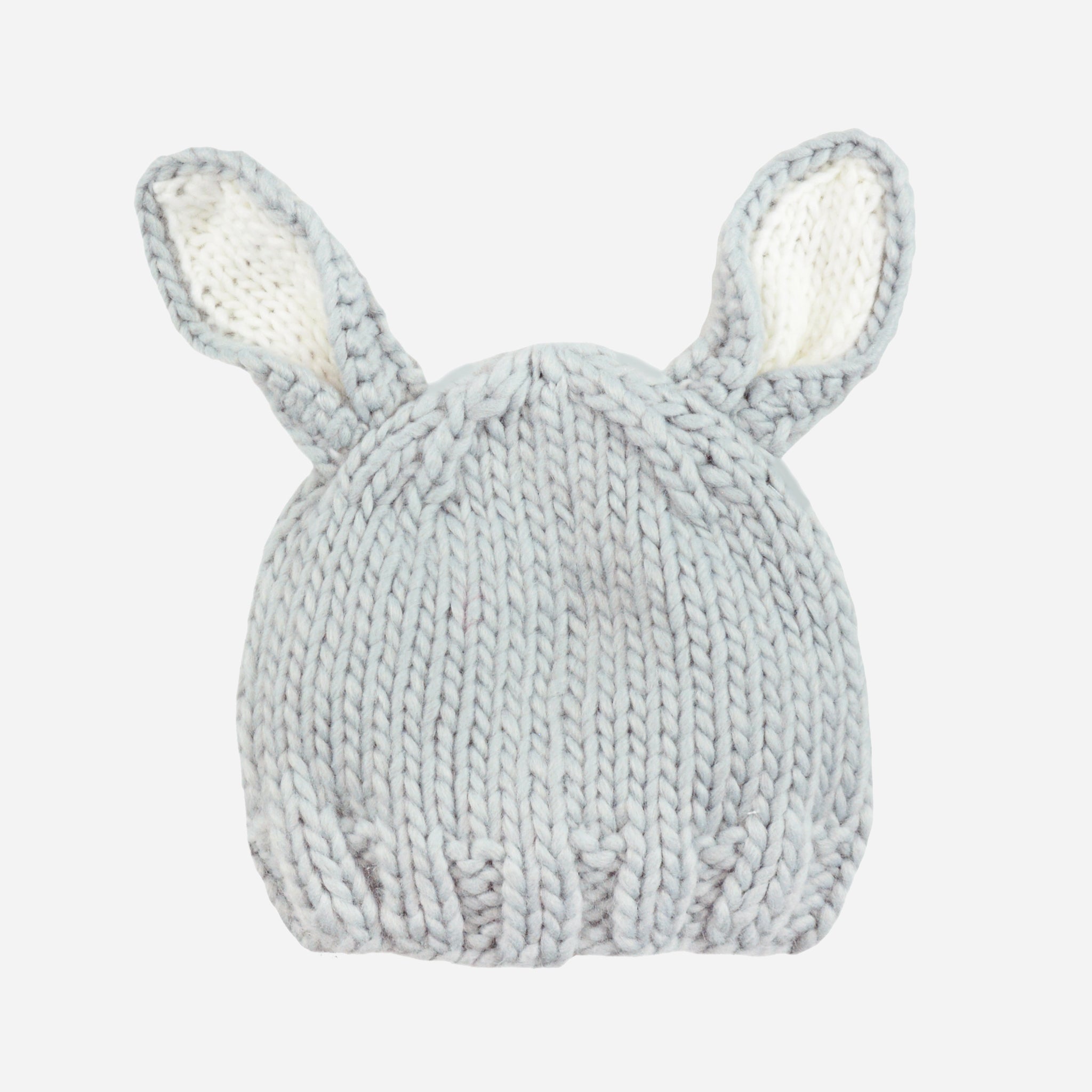 Bailey Bunny Hand-Knit Hat - Grey with White Ears