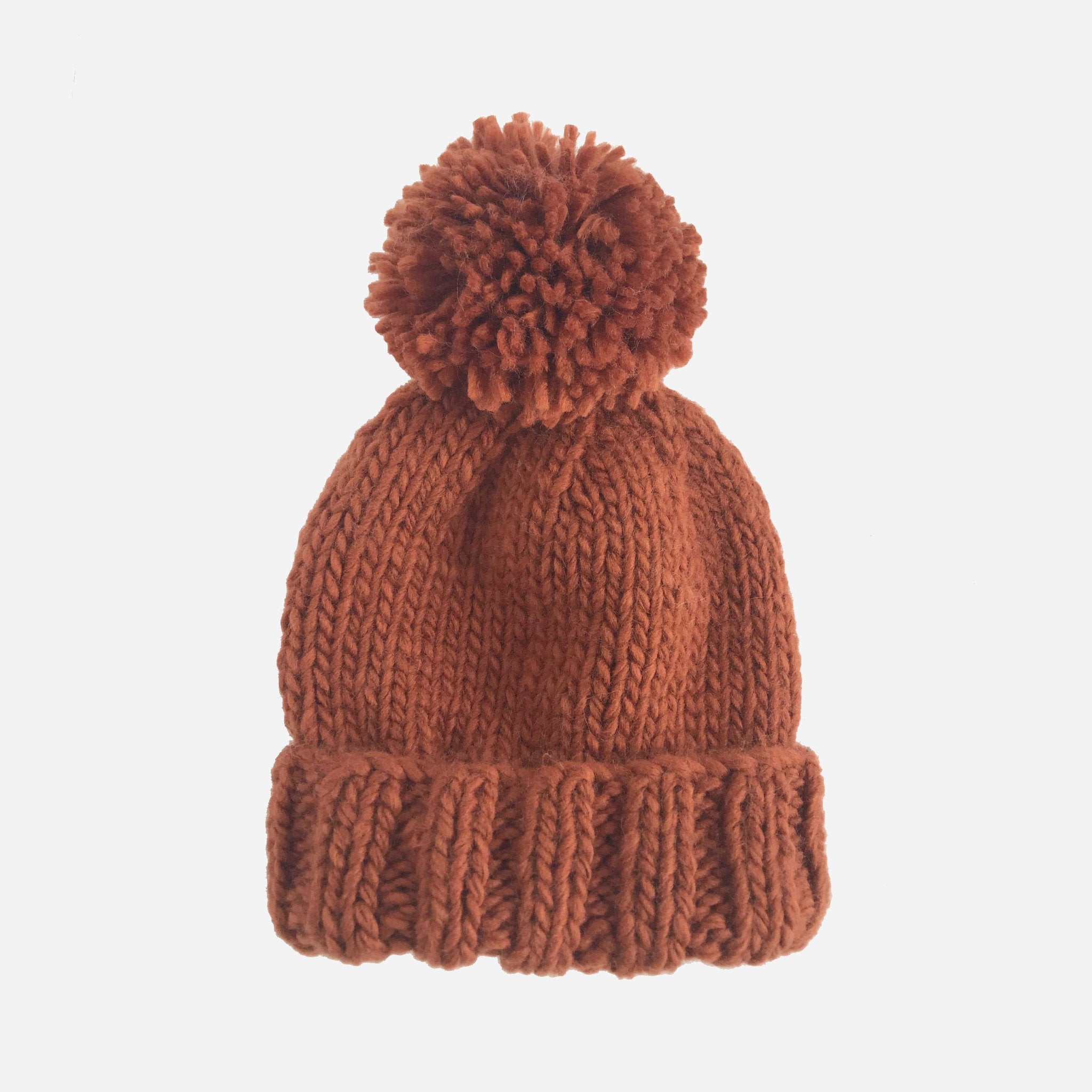 Hand-knit Classic Beanie Hat Cinnamon