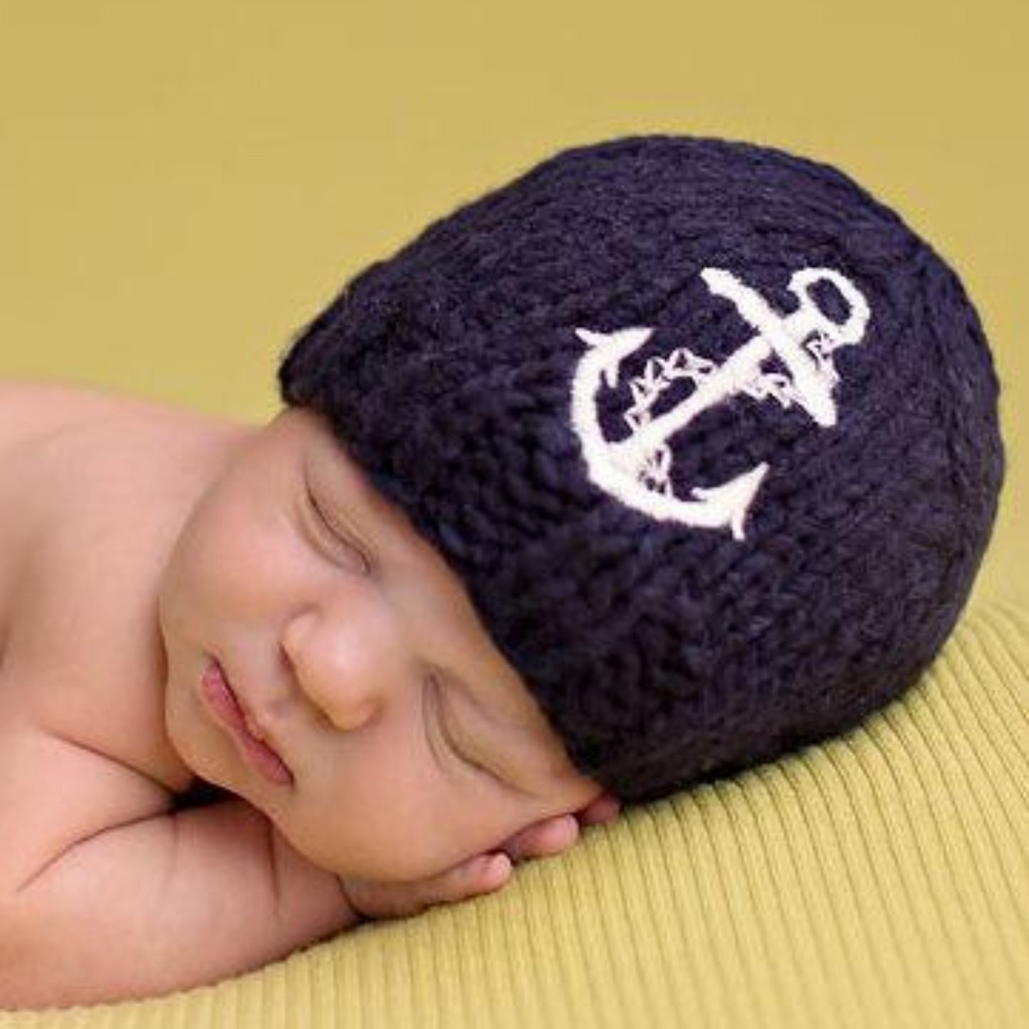 navy hat for baby and toddler with white emboridered anchor