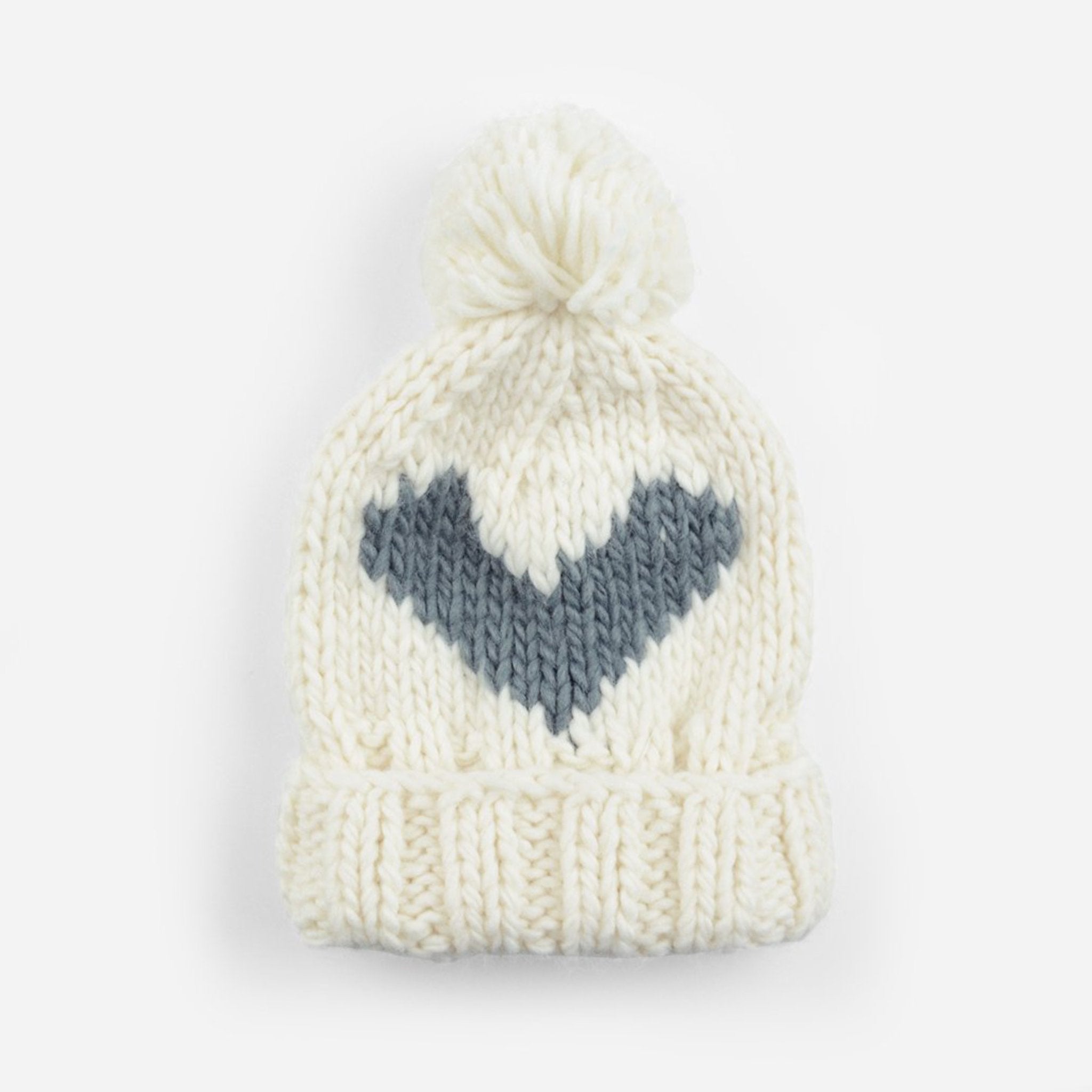 Heart Knit Hat - Gray