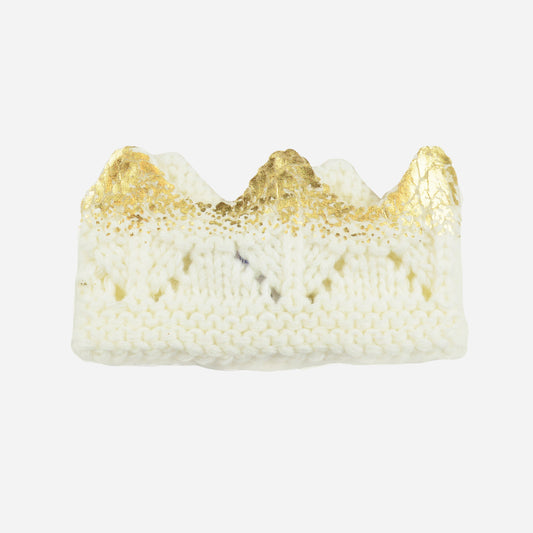 Aiden Hand-Knit Crown, Cream with Gold