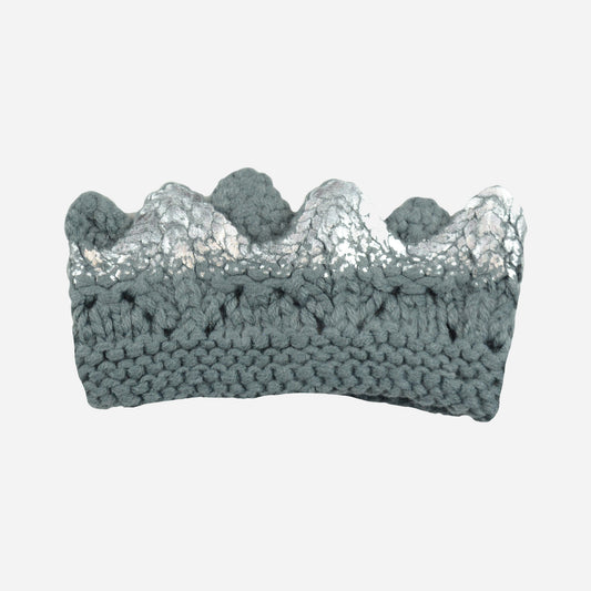 Aiden Hand-Knit Crown, Grey with Silver