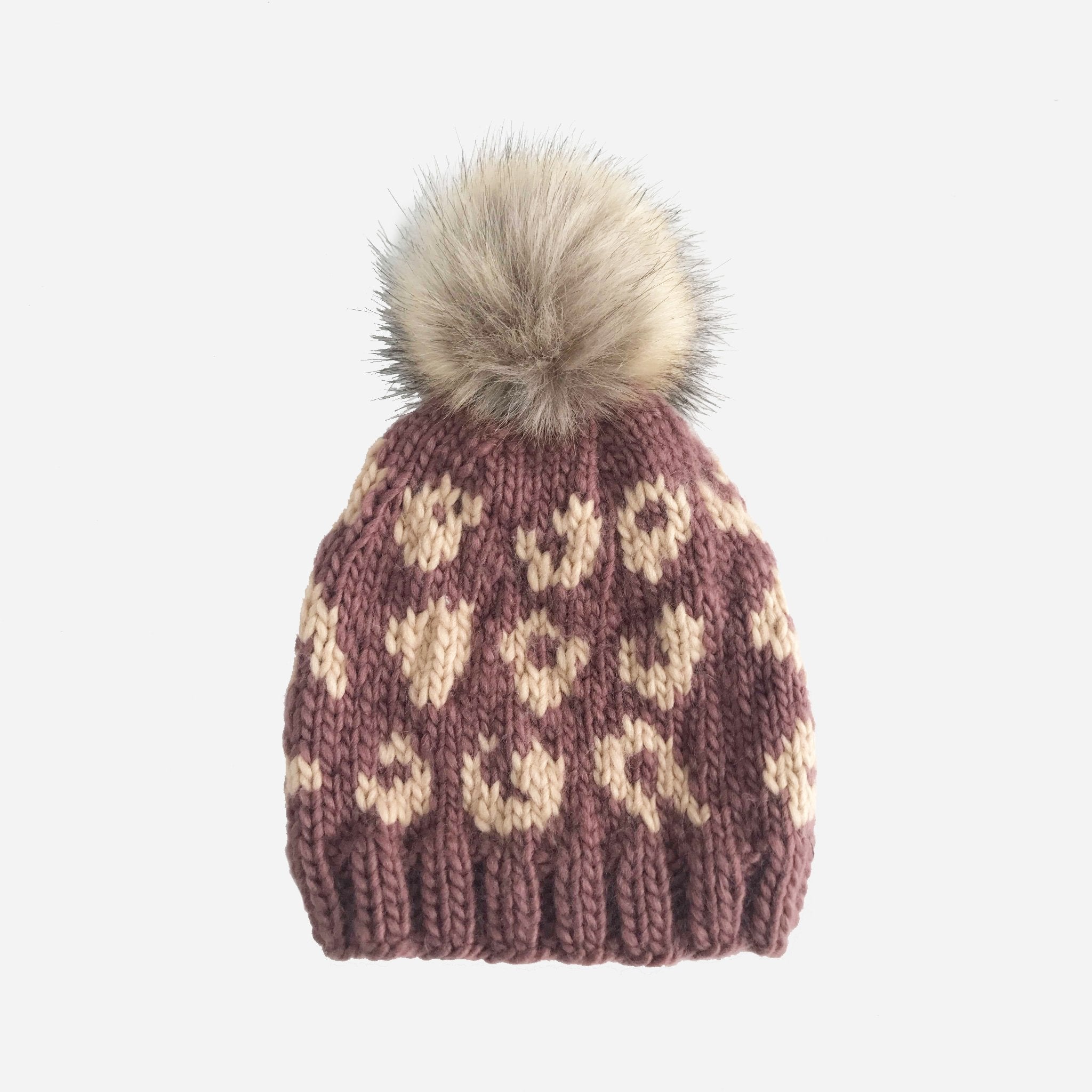 Hand-knit Baby Cheetah Beanie with Faux Fur