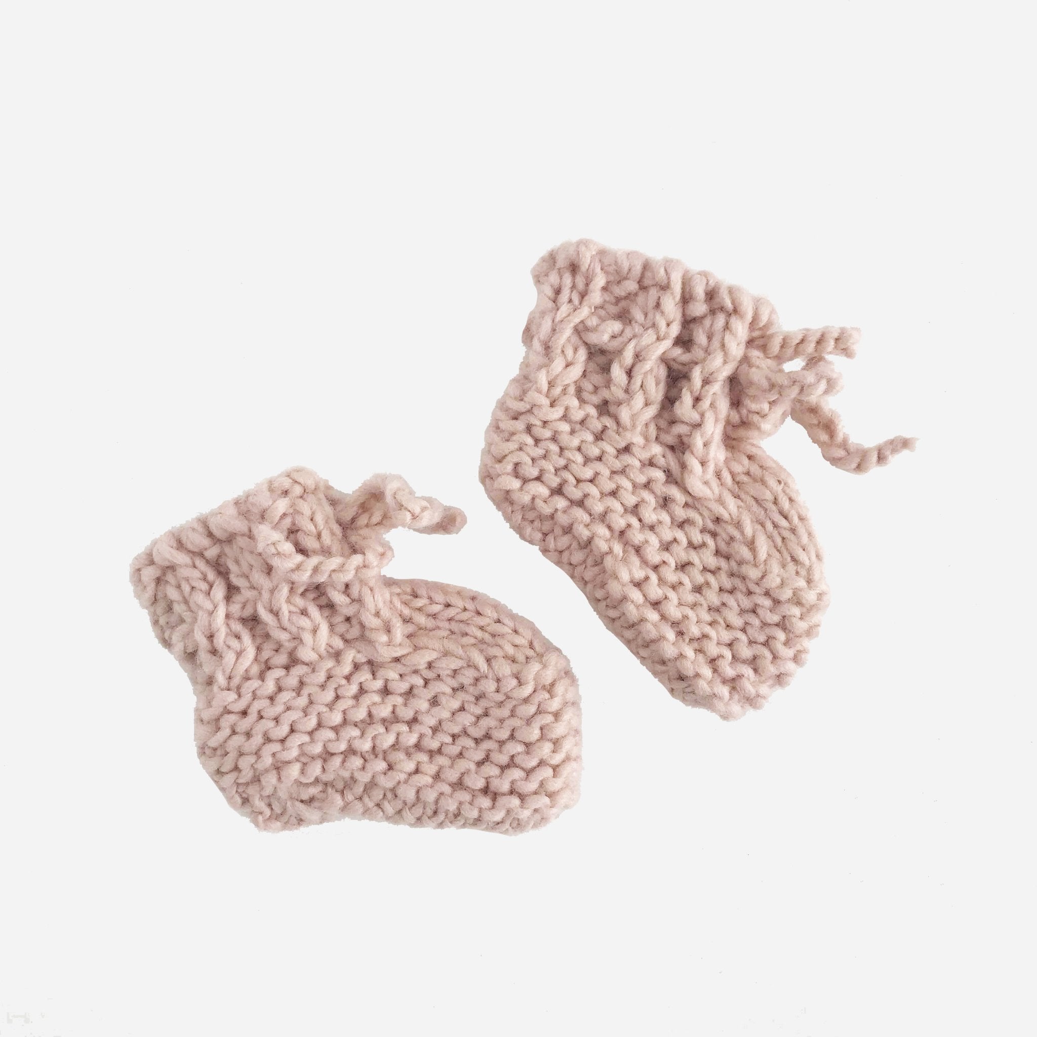 Hand-knit Baby Classic Booties Blush Pink