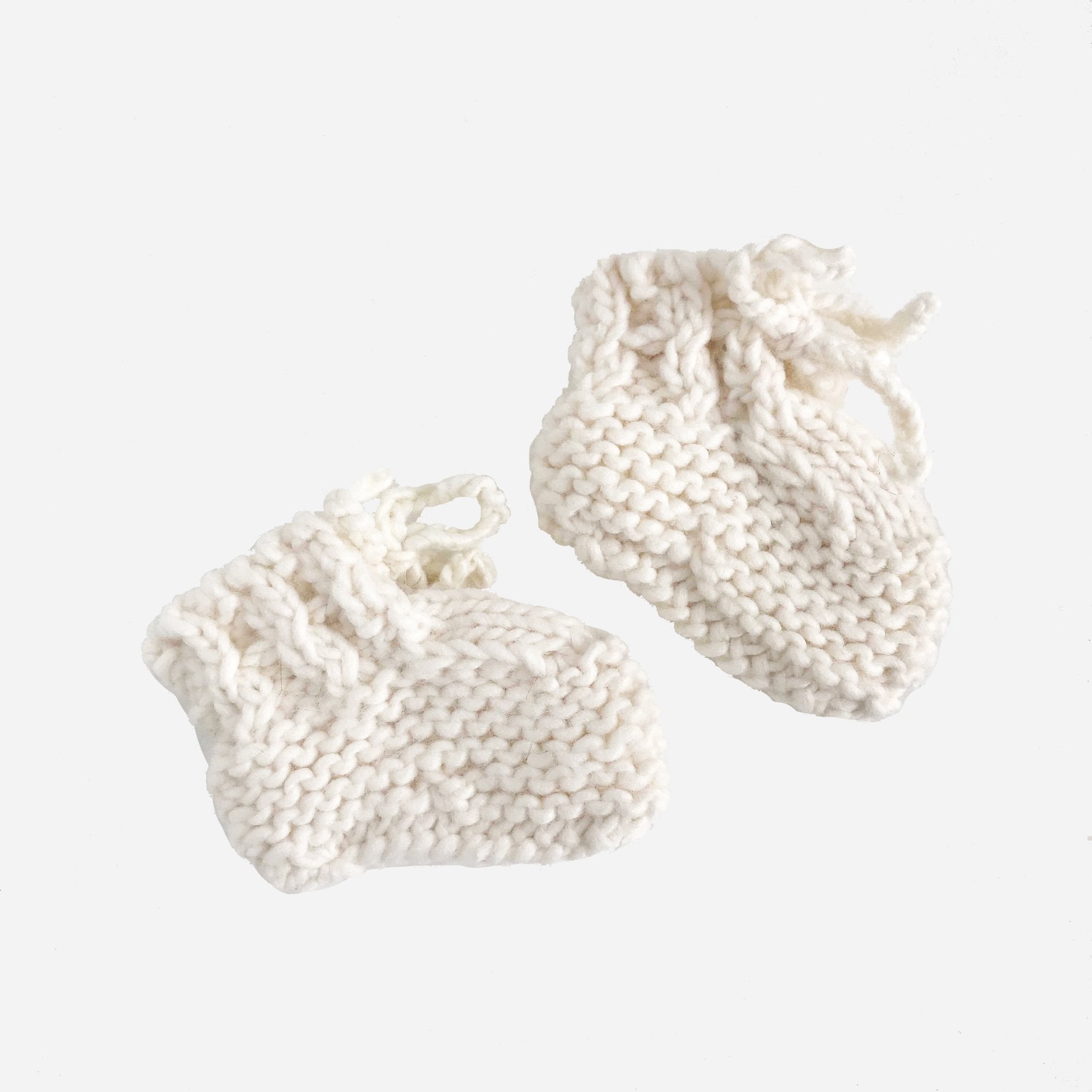 Hand-knit Baby Classic Booties Cream White