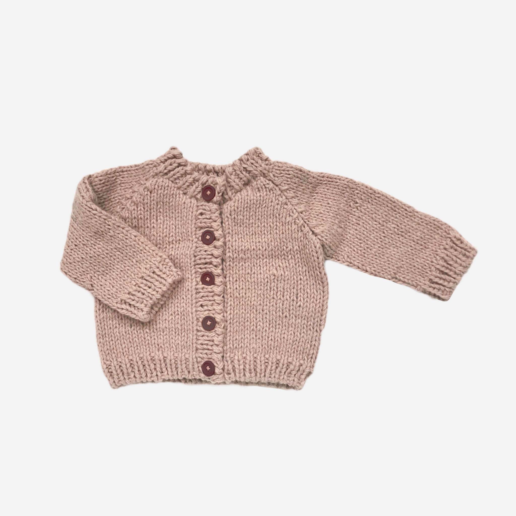 Hand-knit Baby Girl Cardigan Blush Pink