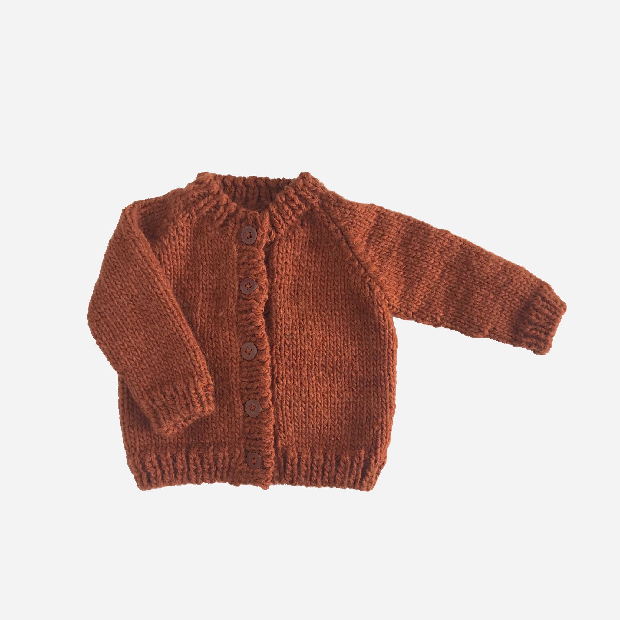Hand-knit Baby Unisex Cardigan Cinnamon