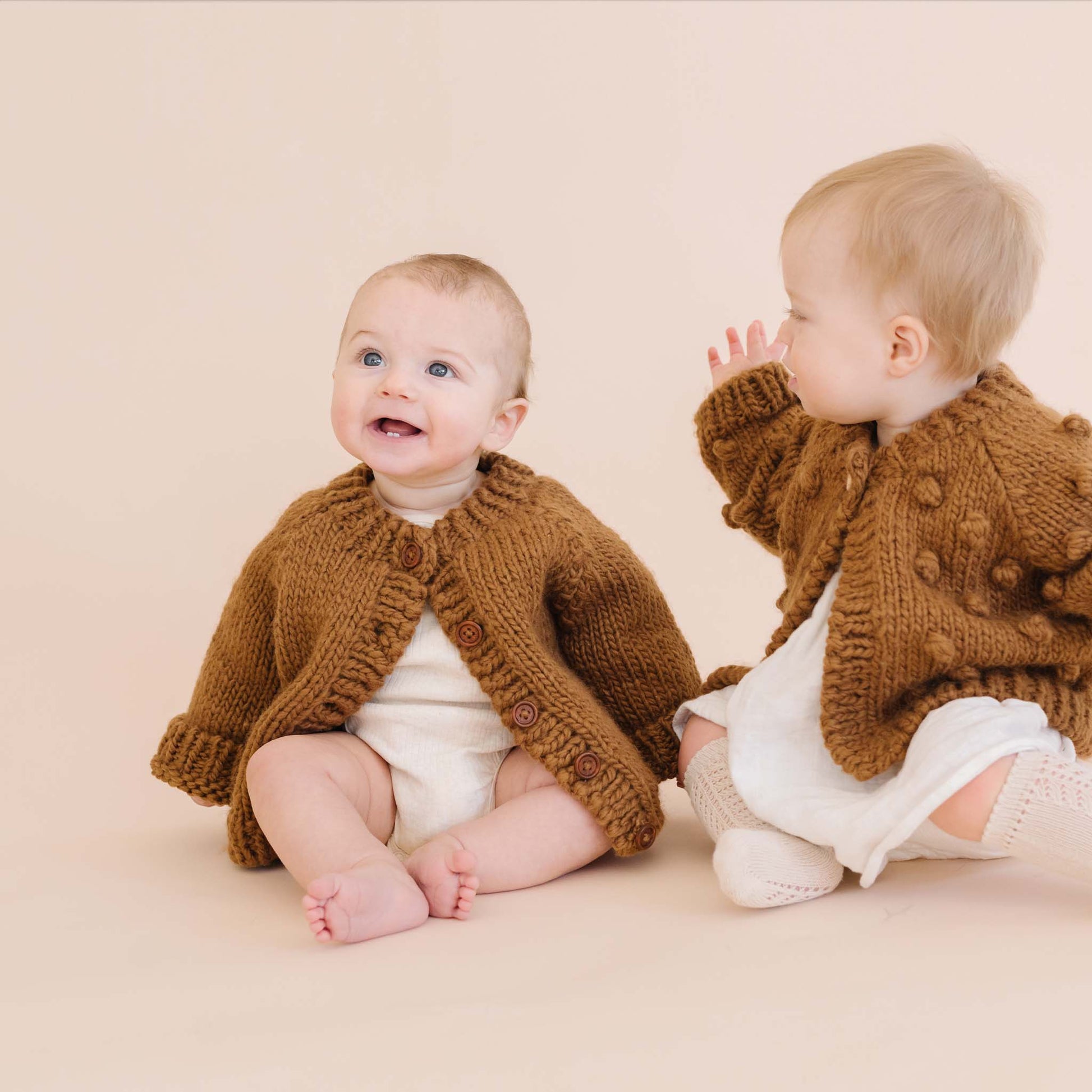 Hand Knit Baby Cardigan Sweater Walnut Brown Neutral – The