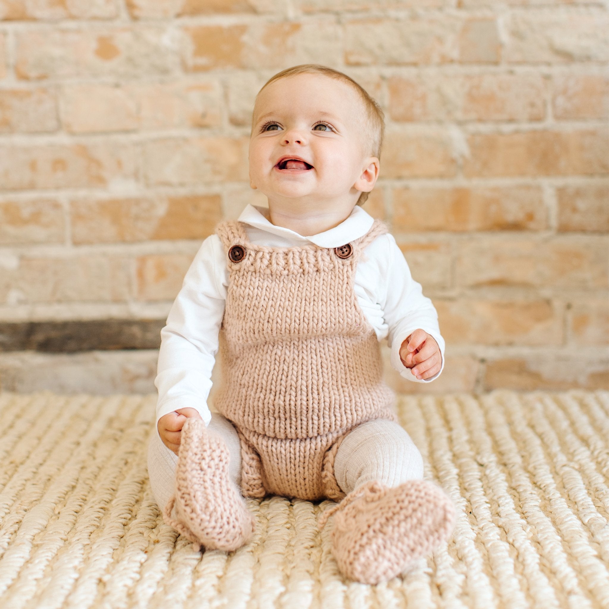 Hand knit Baby Romper Blush Pink The Blueberry Hill