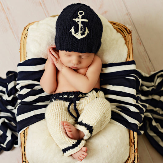 Hudson Anchor Hat and Pant Newborn Set