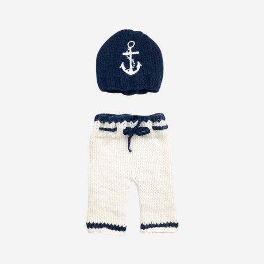 Hudson Anchor Hat and Pant Newborn Set