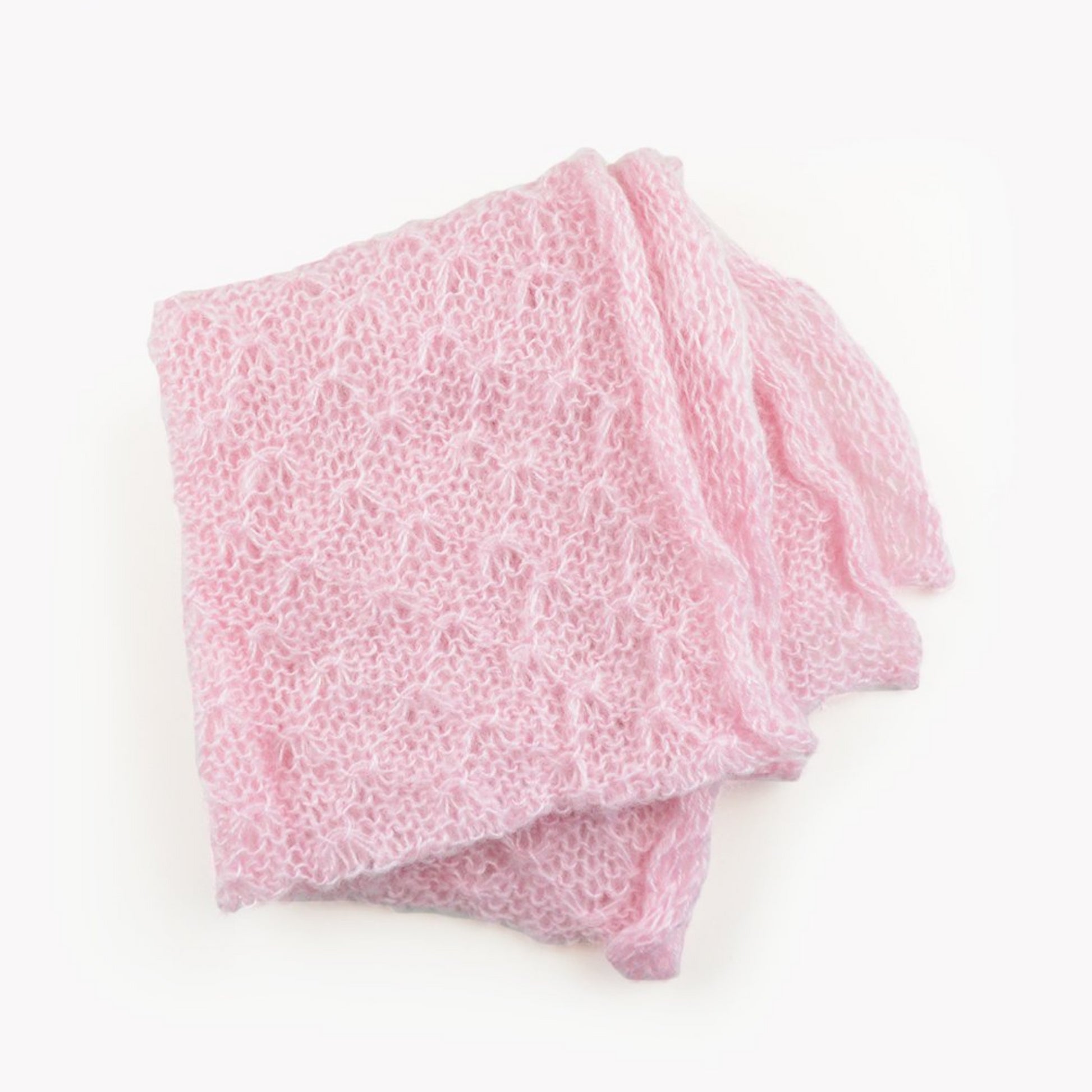 hand knit mohair wrap for NB 0-3ms photo shoot in pink