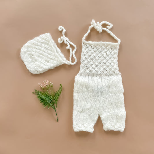 Mohair Bonnet and Pant Newborn Knit Set