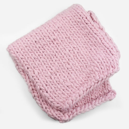 Hand Knit blanket 24 inches by 24 inches for baby and photographers Pink