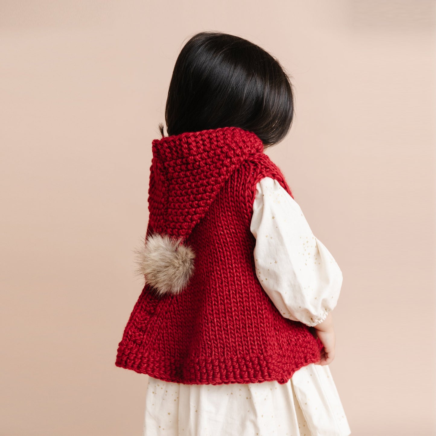 Poncho with hood, Red