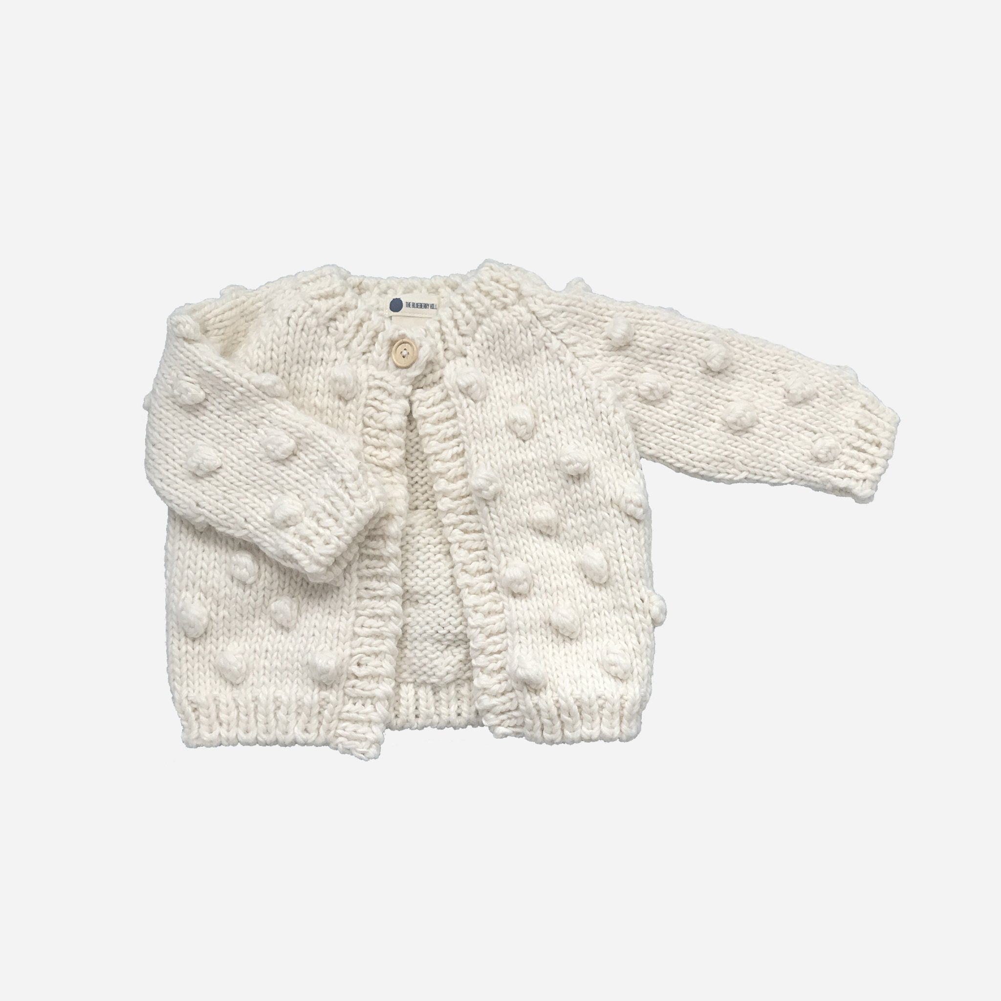 Hand-knit Baby Popcorn Cardigan Cream