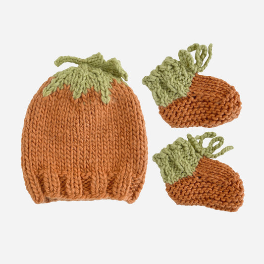 Pumpkin Hat and Booties Set