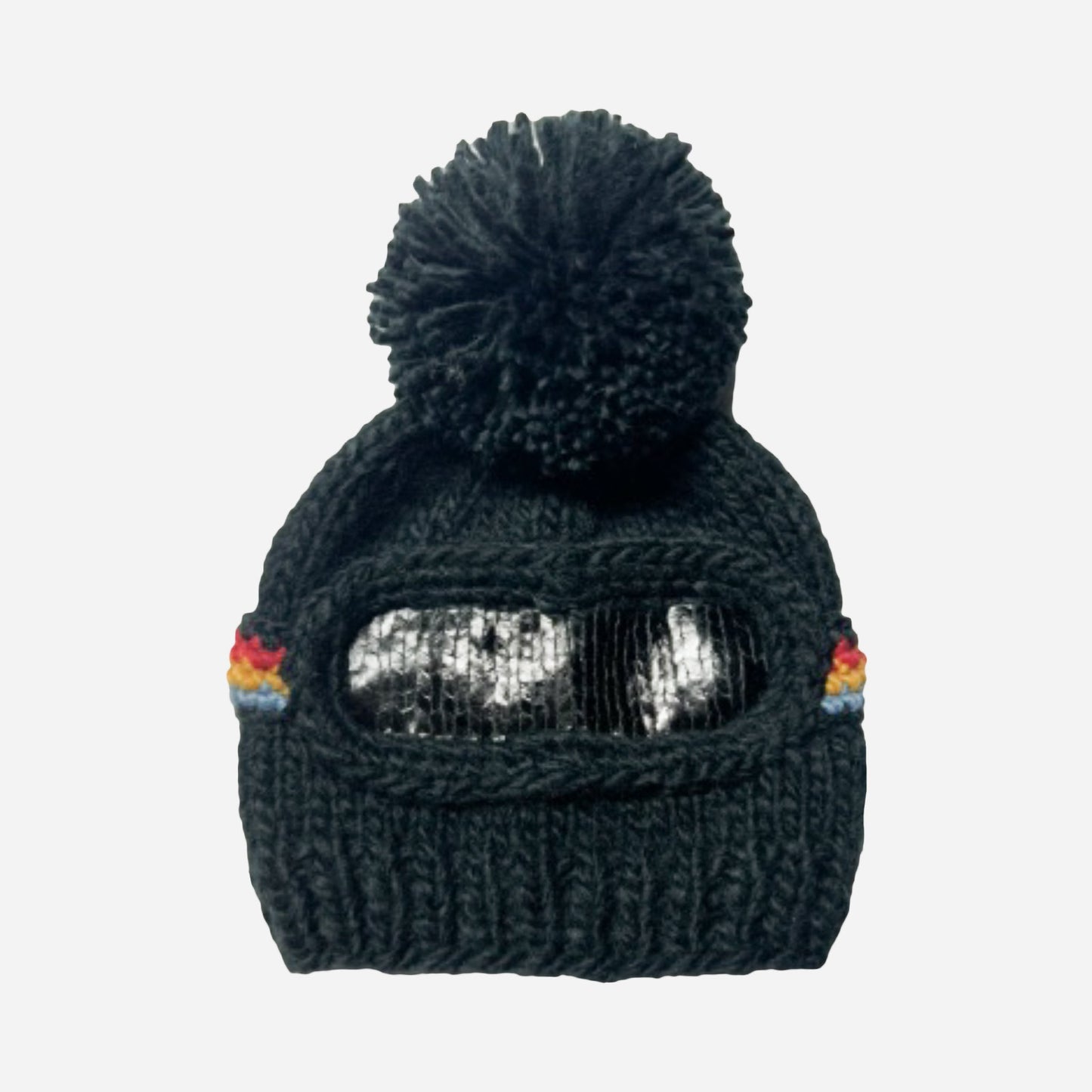 Hand-Knit Black Ski Goggle Hat for Kids: The Perfect Gift for Chilly Outdoor Play Black / 2-5y