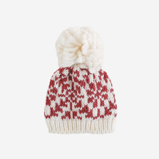 Snowfall Hat, Red and Cream