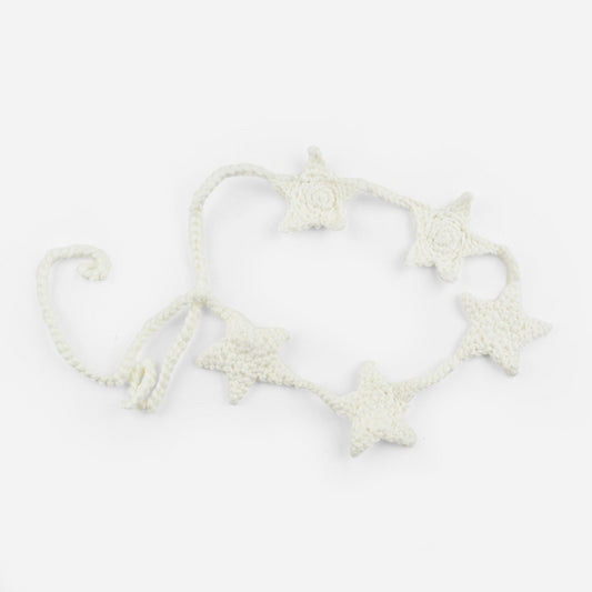 crochet star headband tie back soft cream for baby and child