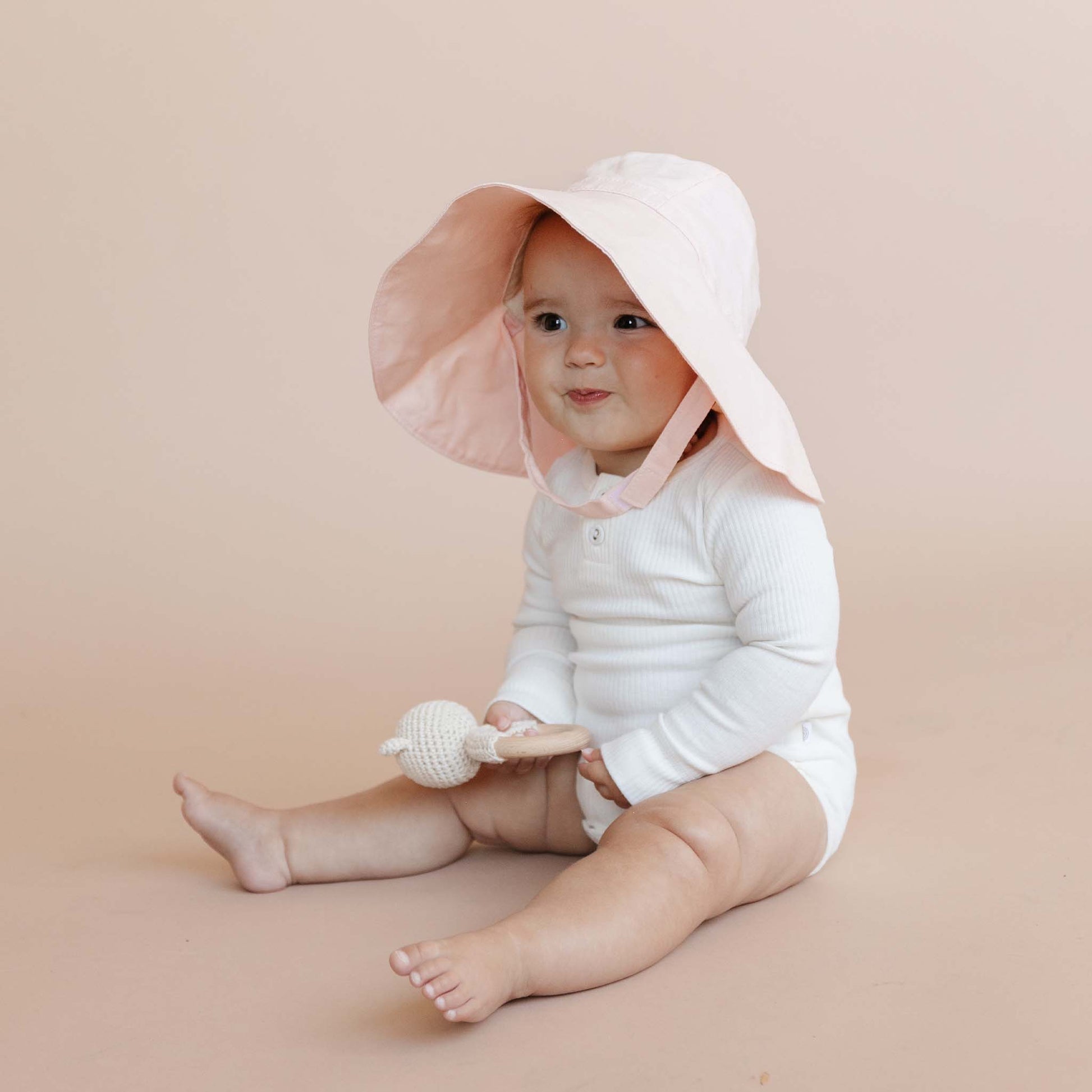 The Blueberry Hill Baby Linen Cotton Sunhat Wide-Brim Pink 6-12 Months