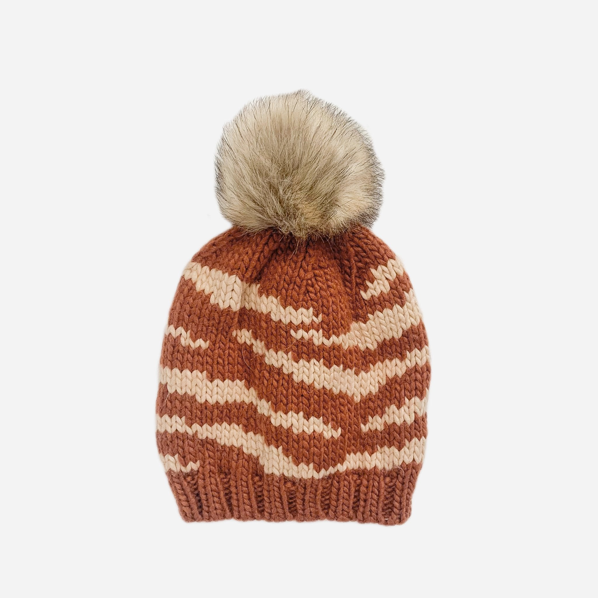 Hand-knit Baby Tiger Beanie with Faux Fur